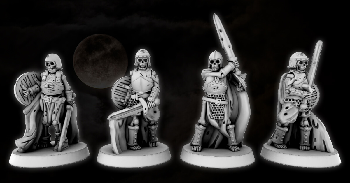 free FDM-friendly skeleton warrior miniatures